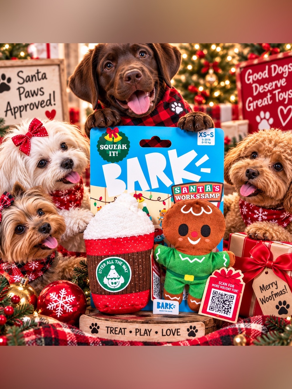 🎄🐾 BARK Santa’s Workshop Holiday Dog Toy Set — NWT